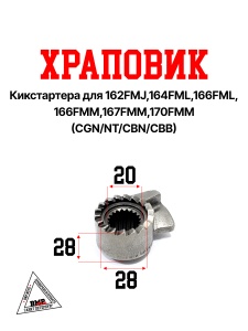 Храповик кикстартера 162FMJ,164FML,166FML,166FMM ,167FMM,170FMM (CGN/NT/CBN/CBB)