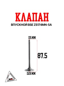 Клапан впускной BSE ZS174MN-5A (100159115)