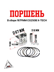 Поршень в сборе 167FMM CG250B X-TECH