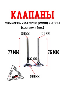 Клапаны (компл.=2шт) 190см3 162YMJ ZS190 (W190) X-TECH