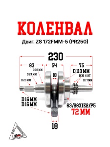 Коленвал двиг. ZS 172FMM-5 (PR250)