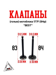 Клапаны (голые) мотоблока 177F (9Hp) "BEST" (mod.A) (D-4764)