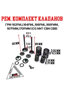 Рем. комплект клапанов ГРМ 162FMJ,164FML,166FML,166FMM 167FMM,170FMM (CGN/NT/CBN/CBB)