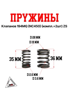Пружины коапанов 194MQ (NC450) (компл.=2шт) ZS