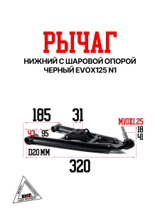 Рычаг нижний с шаровой опорой, черный EVOX125 N1