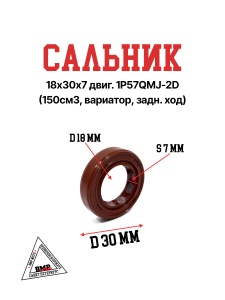 Сальник 18х30х7 двиг. 1P57QMJ-2D (150см3, вариатор, задн. ход)