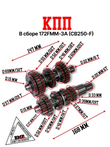 КПП в сборе 172FMM-3A (CB250-F) (WW0311) BMP-moto