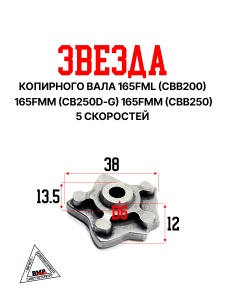 Звезда копирного вала 165FML (CBB200) 165FMM (CB250D-G) 165FMM (CBB250) (5ск.)