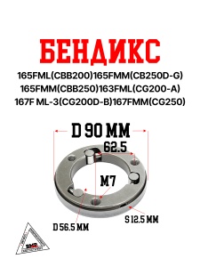Бендикс 165FML(CBB200)165FMM(CB250D-G)165FMM(CBB250)163FML(CG200-A)167F ML-3(CG200D-B)167FMM(CG250)