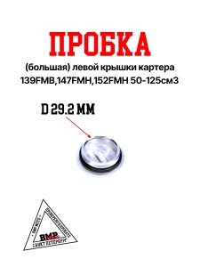 Пробка (большая) левой крышки картера 139FMB,147FMH,152FMH 50-125см3