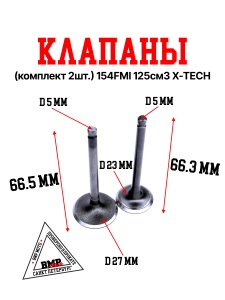 Клапаны (компл 2шт.) 154FMI 125см3 X-TECH