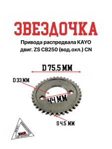 Звездочка привода распредвала KAYO двиг. ZS СВ250 (вод.охл.) CN