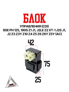 Блок управления (CDI) BSE PH 125, 190S Z1 J1, J2LE Z2 XT-1 J2S J1, J2 Z3 Z3Y Z10 Z4 Z5 Z6 Z6Y Z5Y (А