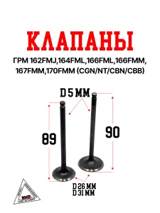 Клапаны ГРМ 162FMJ,164FML,166FML,166FMM,167FMM,170FMM (CGN/NT/CBN/CBB)