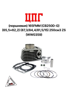 ЦПГ (поршневая) 165FMM (CB250D-G) (65,5*62,2) (87,3/84,4/81,5/15) 250см3 ZS (WW0359)