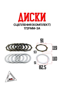 Диски сцепления (комплект)172FMM-3A