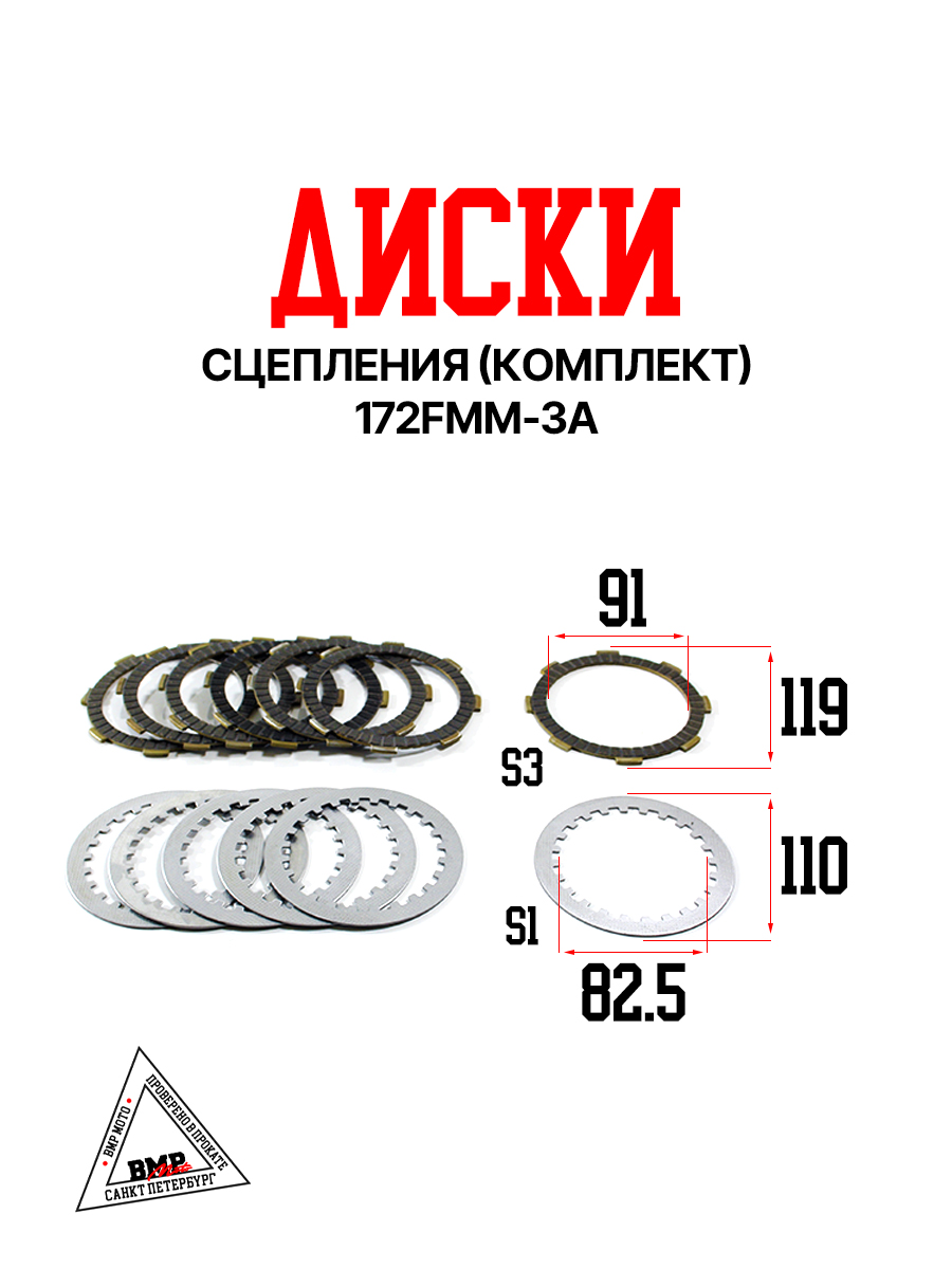 Диски сцепления (комплект)172FMM-3A