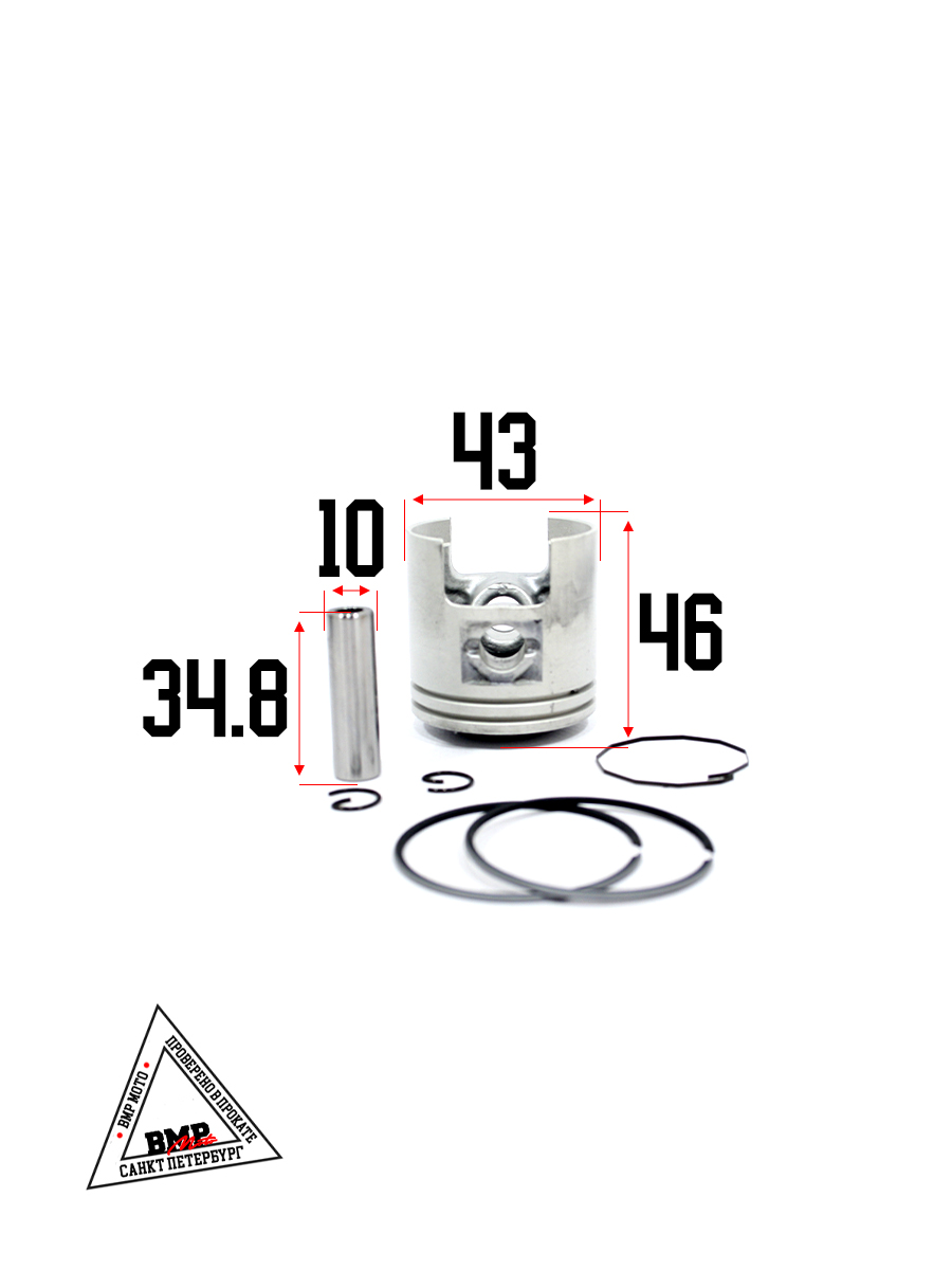 Цилиндро - поршневая группа 2T Suzuki AD- 60cc, D43.00мм (SEE) (00000018)