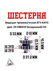 Шестерня промежуточная электростартера ATV KAYO двиг. ZS CBB250 (воздушный) CN