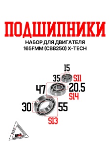 Набор подшипников двигателя 165FMM (CBB250) X-TECH