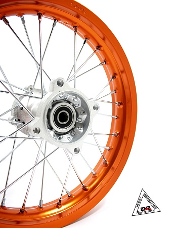 Обод задний 14" (1,85-R14 d=15mm) алюминий/оранжевый (4x100x76/4x92x76) (диск/звезд)