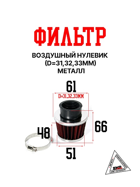 Фильтр возд. нулевик #1 (d=32mm) металл