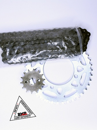 Комплект (приводная цепь+звезды) 428H-132L/428-14/428-41 KMC Питбайк