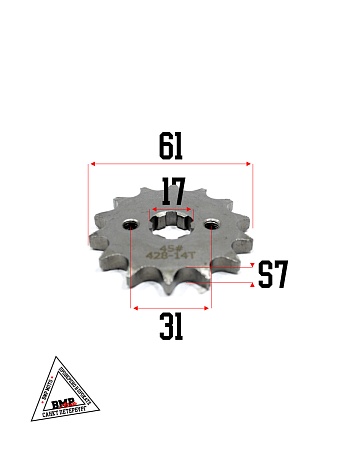 Звезды трансмиссии (комплект) Delta 428-14T + 428-41T (+цепь 104L) "KOMATCU" (C-3196)