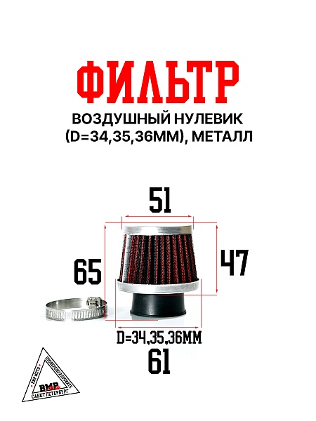 Фильтр возд. нулевик #1 (d=35mm) металл