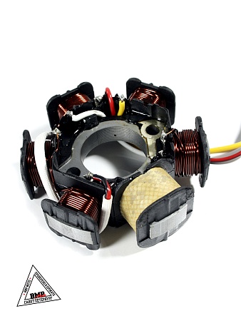 Статор генератора 139QMB (5+1 обм., разъем 3 конт. + 2 провода); GY6-50/80