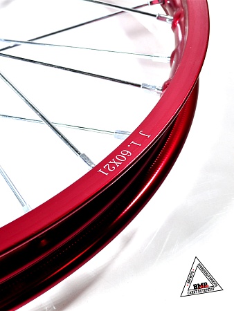 Обод передний 21" (1,60-R21 d=15mm) алюминий/красный XR250