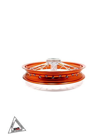 Обод задний 14" (1,85-R14 d=15mm) алюминий/оранжевый (4x100x76/4x92x76) (диск/звезд)