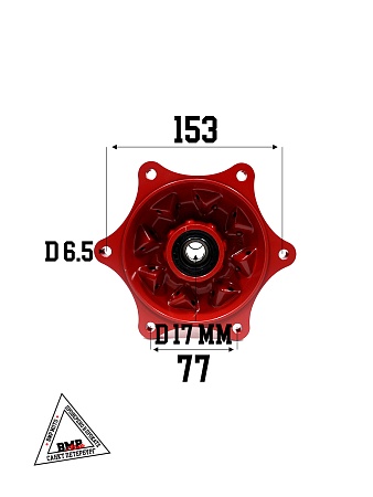 Ступица задняя CNC (R18&quot;/19&quot;
 d=17mm) красная X-TECH
(п/звезду