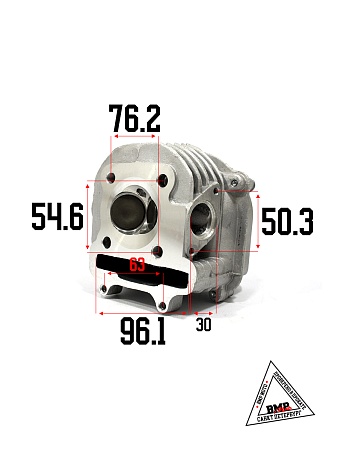Головка цилиндра в сборе 4T 150cc 157QMJ 57,40мм, клап. d-24/28мм; GY6-150 (клапана, р/вал, коромысл
