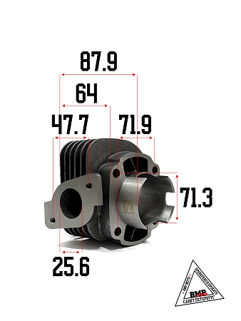 Цилиндро - поршневая группа 2T STELS QJ- 70cc, 1E40QМB, D47.00мм (p-12мм) с ГОЛОВКОЙ (SEE) (00005570