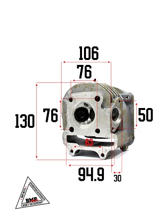 Головка цилиндра в сборе 4T 125cc 152QMI 52,40мм; GY6-125 (SEE) (клапана, р/вал, коромысла, крышка) 