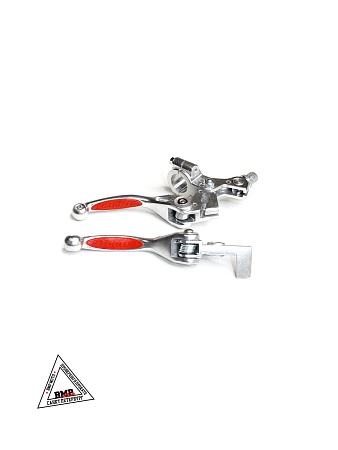 Рычаги тормоз + сцепления складные c силиконовыми накладками в сборе питбайк / мотоцикл / Красные