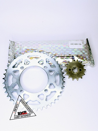 Комплект (приводная цепь+звезды) 428H-132L/428-14/428-41 KMC Питбайк