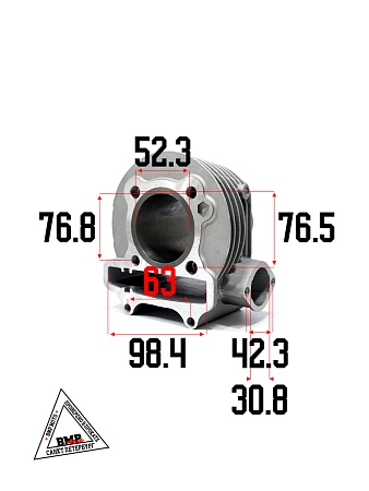 Цилиндро - поршневая группа 4T GY6-125cc, 152QMI, D52.40мм, Hц-90/69мм (00002438)