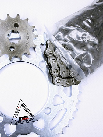 Комплект (приводная цепь+звезды) 428H-132L/428-14/428-41 KMC Питбайк