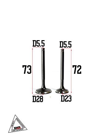 Клапаны впуск+выпуск+ремкомплект YX150/160см3 (W150-2/W150-5/W160-2)