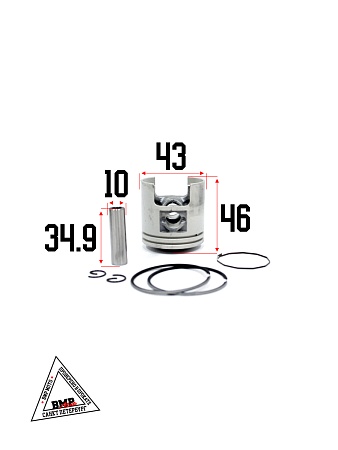 Цилиндро - поршневая группа 2T ТВ-60сс, 1E41QMB, D43.00мм (SEE); Suzuki Ran, GEMMA, BM Joy, Style, G
