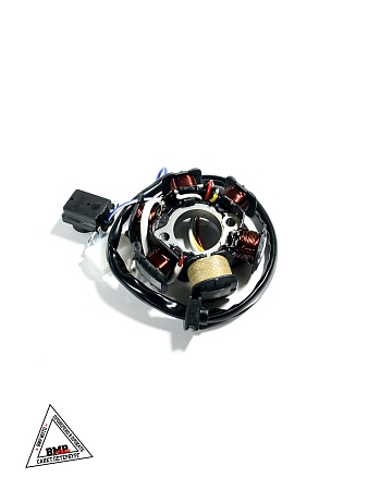 Статор генератора 139QMB (5+1 обм., разъем 3 конт. + 2 провода); GY6-50/80