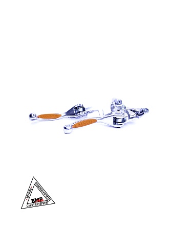 Рычаги тормоз+сцепление складные c силиконовыми накладками в сборе питбайк (оранжевые)