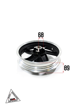 Диск 13′ *2,50 литой задний, черный 5 лучей (диск. торм. 3х68) (ось 12мм)