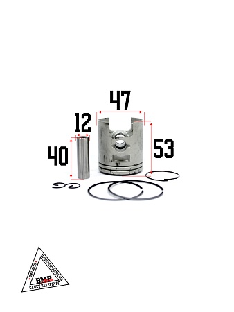 Цилиндро - поршневая группа 2T Honda DIO-70cc, AF18/27, D47.00мм с ГОЛОВКОЙ (SEE) (00005565)