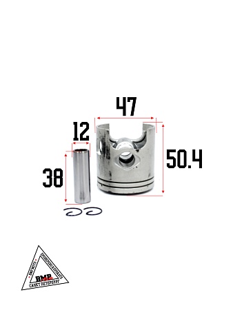 Цилиндро - поршневая группа 2T STELS QJ- 70cc, 1E40QМB, D47.00мм (p-12мм) с ГОЛОВКОЙ (SEE) (00005570